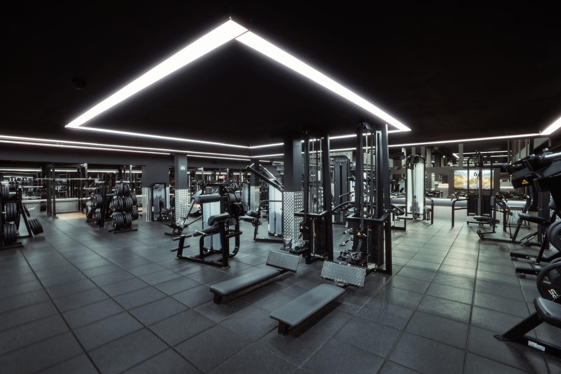Harlow gym floor under the light frame